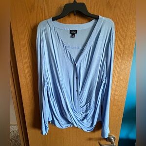 NWOT ANA Women's Light Blue Draped Top Size XXL